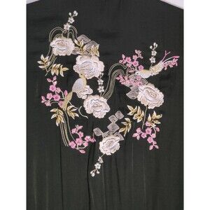 Jennifer Lopez Jacket Black Bomber Windbreaker Embroidered Satin Zip UP Women M